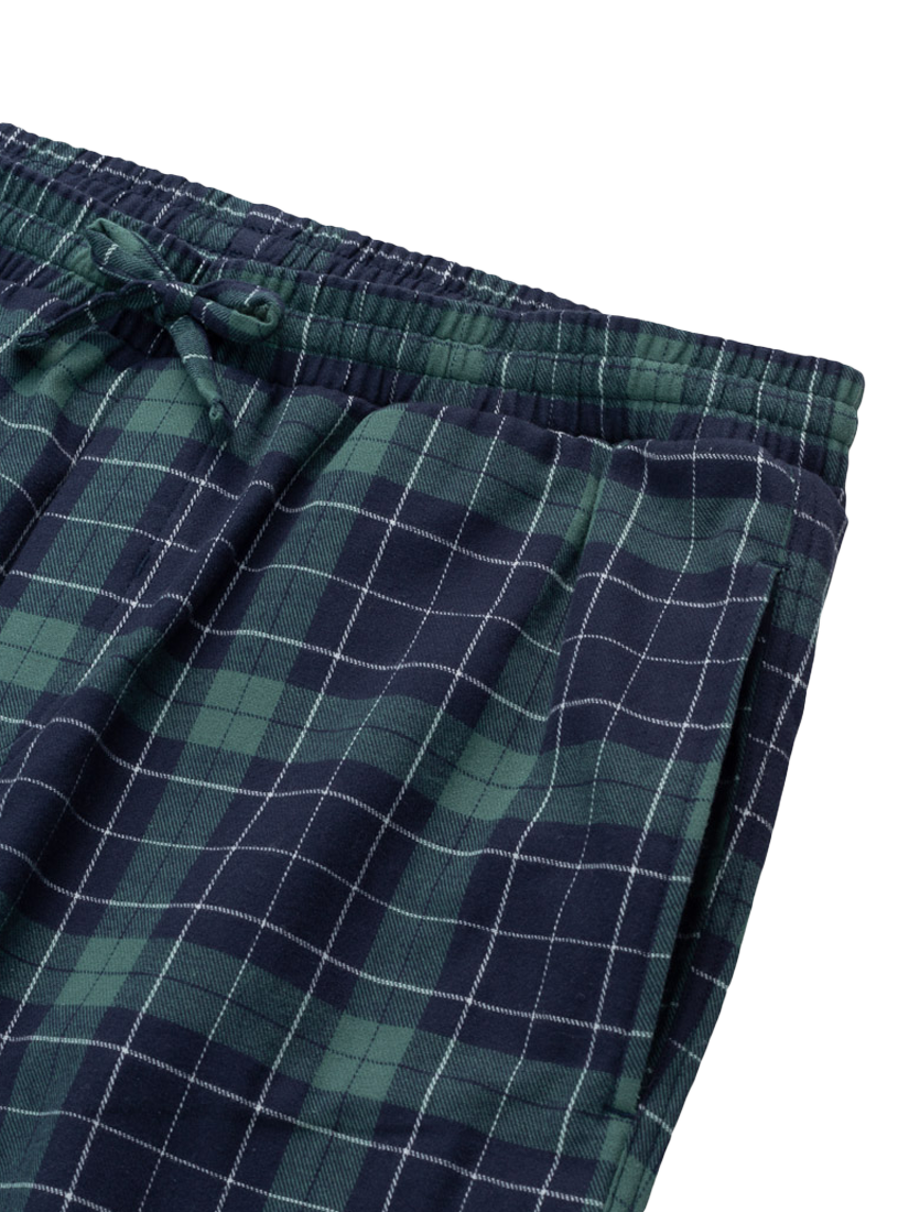Product image 4 of 5, which shows Panos Emporio Cotton Check Pyjama Bottoms, Green, S
