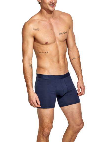 Panos Emporio Bamboo Blend Boxer Shorts, Pack of 3, Mixed Blue - view 2, Mixed Blue