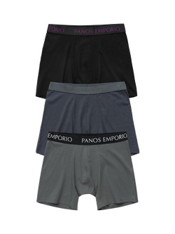 Panos Emporio Bamboo Blend Boxer Shorts, Pack of 3, Mixed Grey/Black, Mixed Grey/Black