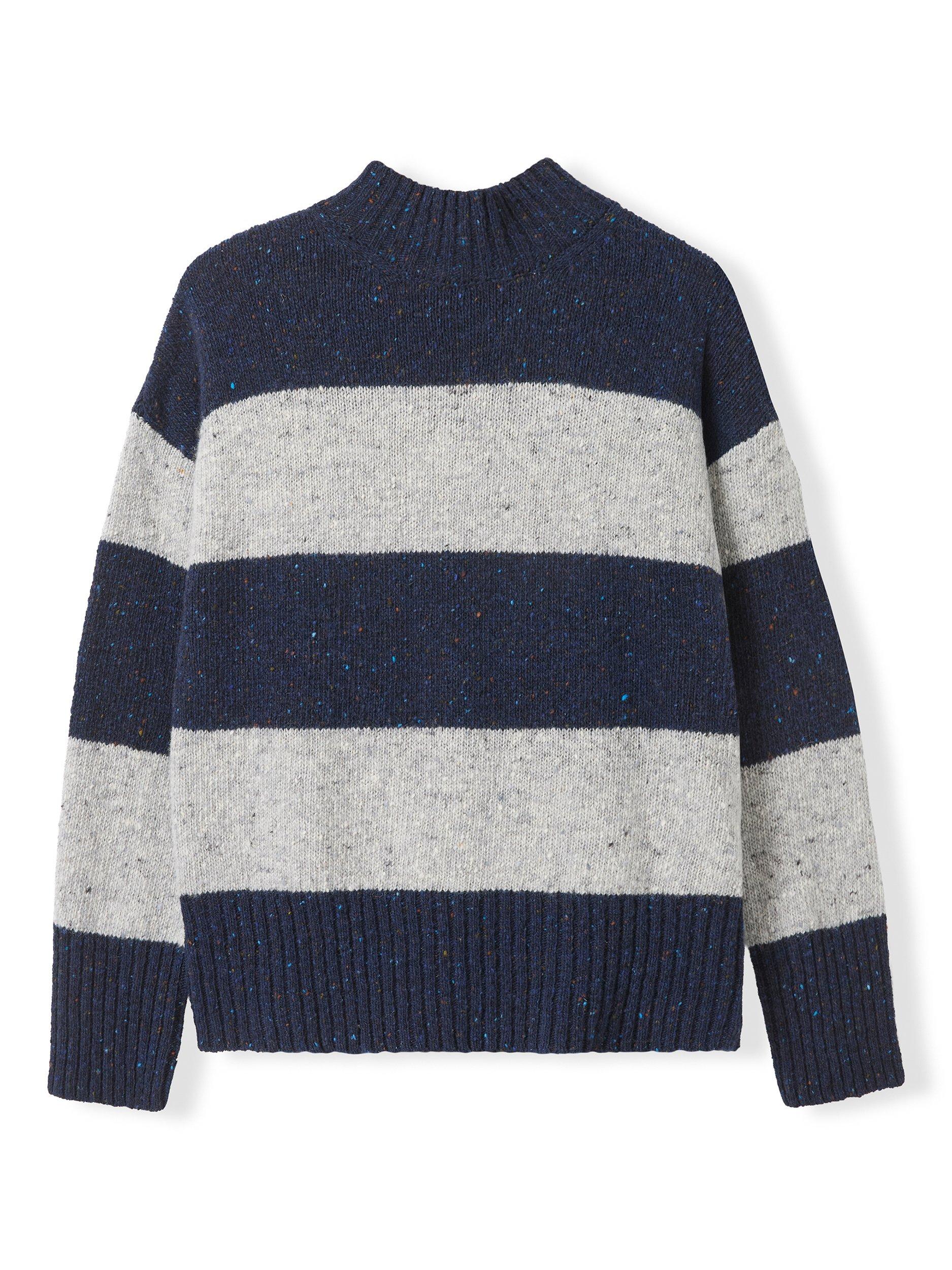 Product image 6 of 9, which shows Celtic & Co. Funnel Neck Stripe Pure Wool Jumper, Multi, XS