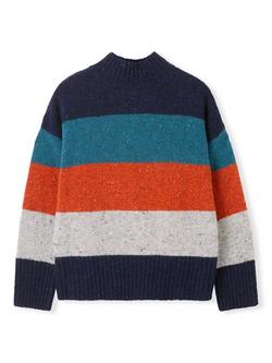 Celtic & Co. Stripe Funnel Neck Pure Wool Jumper, Multi - view 2, Multi