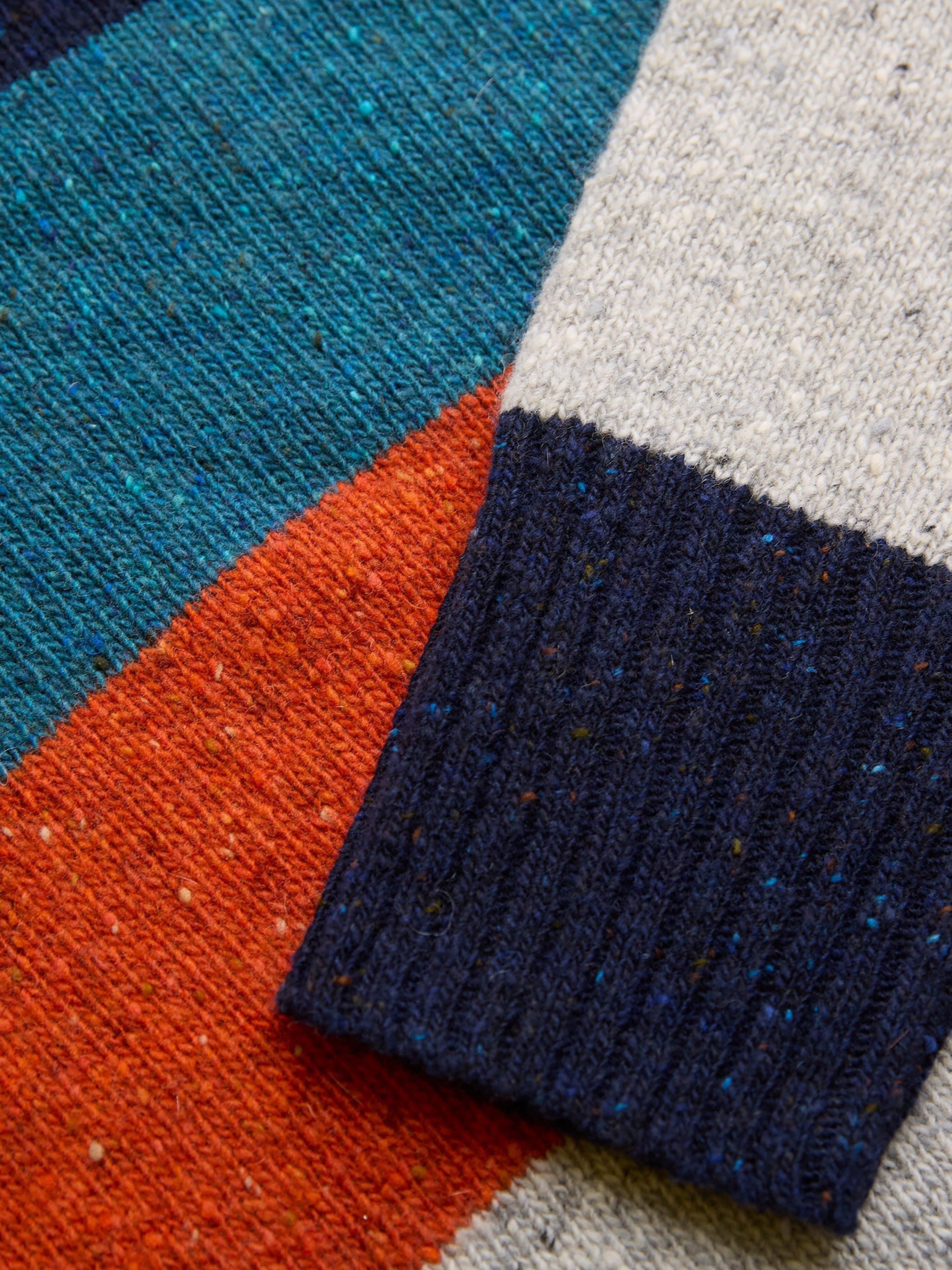 Product image 4 of 5, which shows Celtic & Co. Stripe Funnel Neck Pure Wool Jumper, Multi, XS