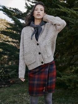 Celtic & Co. Shawl Collar Pure Wool Cardigan, Oatmeal - view 2, Oatmeal