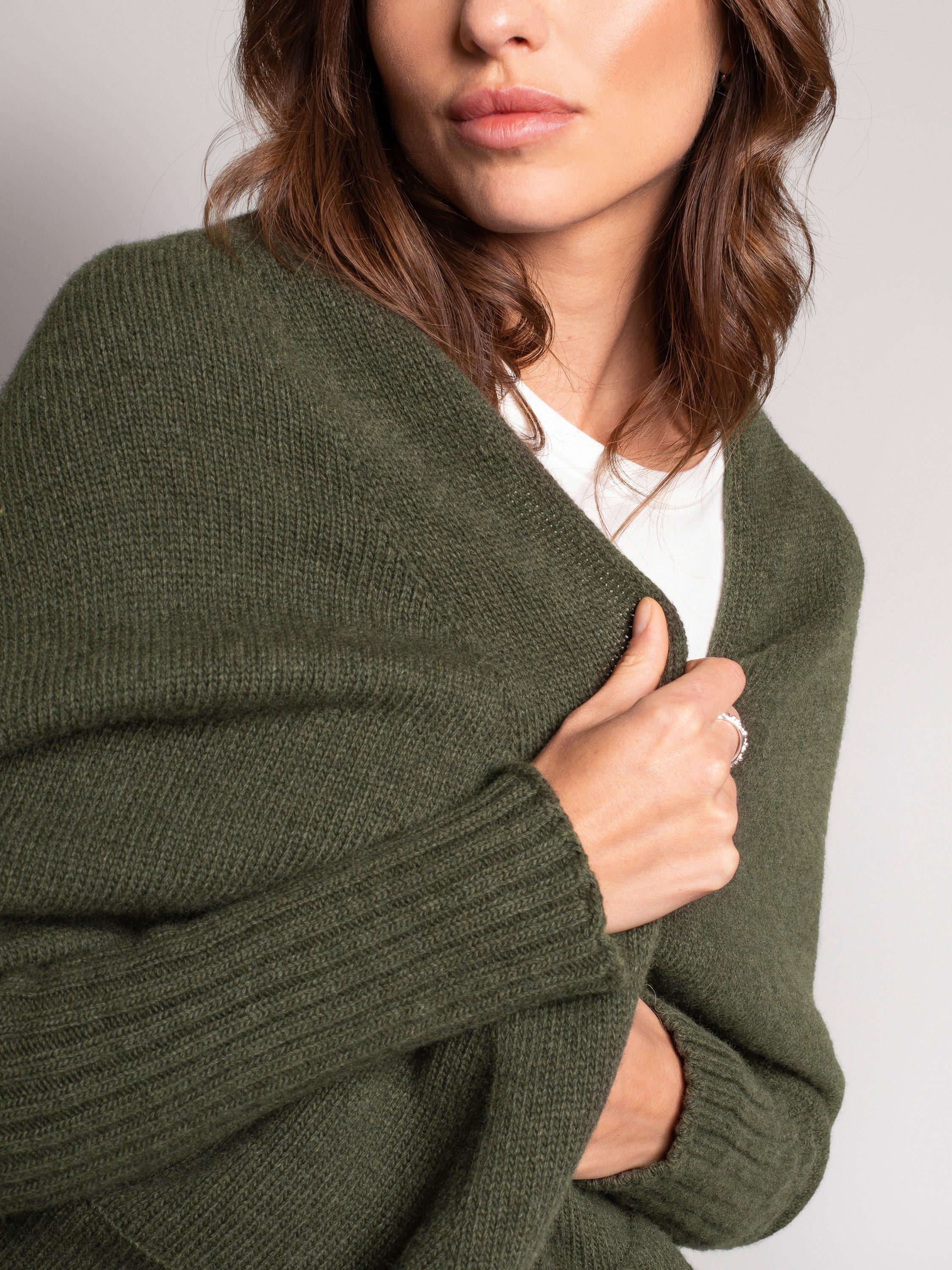 Product image 2 of 8, which shows Celtic & Co. Super Soft Cocoon Pure Wool Cardigan, Olive, XS-S