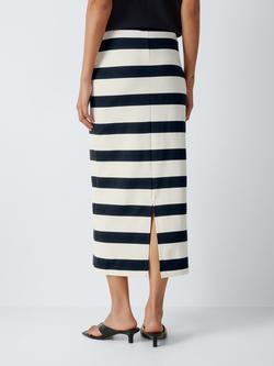 MM by MaxMara Riviera Stripe Midi Skirt, White/Navy - view 2, White/Navy