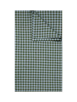 Piglet in Bed Colour Drenched Gingham Linen Blend Tablecloth, Fern Green/Dusk Blue