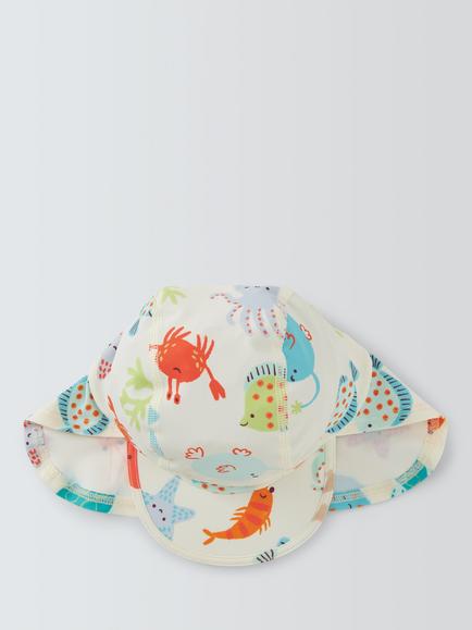 John Lewis Baby Sealife Keppi Safari Hat, White Multi, White Multi