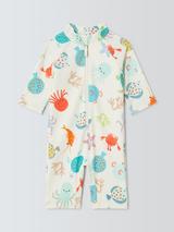 John Lewis Baby Under the Sea UPF 50+ Sunrpo Swimsuit, White Multi