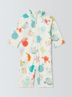John Lewis Baby Under the Sea UPF 50+ Sunrpo Swimsuit, White Multi, White Multi