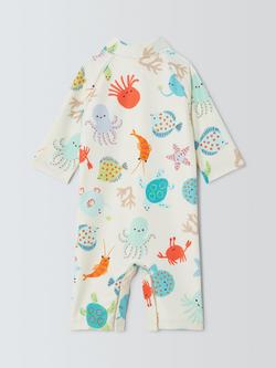 John Lewis Baby Under the Sea UPF 50+ Sunrpo Swimsuit, White Multi - view 2, White Multi