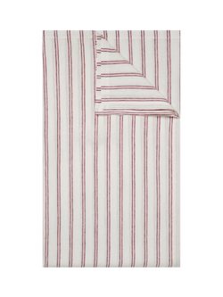 Piglet in Bed Kemptown Stripe Linen Blend Tablecloth, Rhubarb