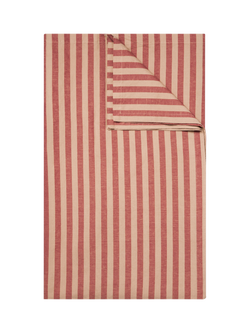 Piglet in Bed Pembroke Stripe Linen Blend Tablecloth, Sandstone Red
