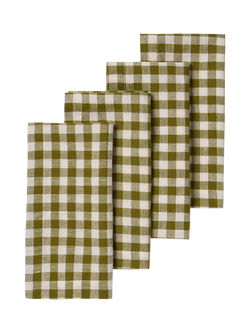 Piglet in Bed Gingham Linen Blend Table Napkin, Botanical Green