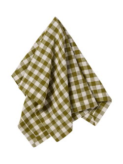 Piglet in Bed Gingham Linen Blend Table Napkin - view 2, Botanical Green