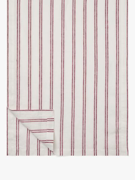 Piglet in Bed Kemptown Stripe Linen Blend Table Runner, Rhubarb