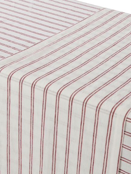 Piglet in Bed Kemptown Stripe Linen Blend Table Runner - view 2, Rhubarb
