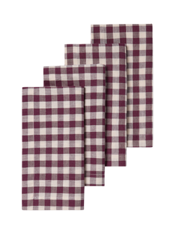 Piglet in Bed Gingham Linen Blend Table Napkin, Berry