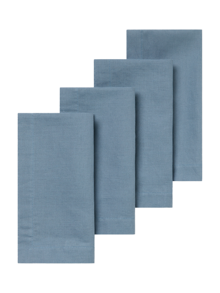 Piglet in Bed Plain Linen Blend Napkins, Pack of 4, Dusk Blue