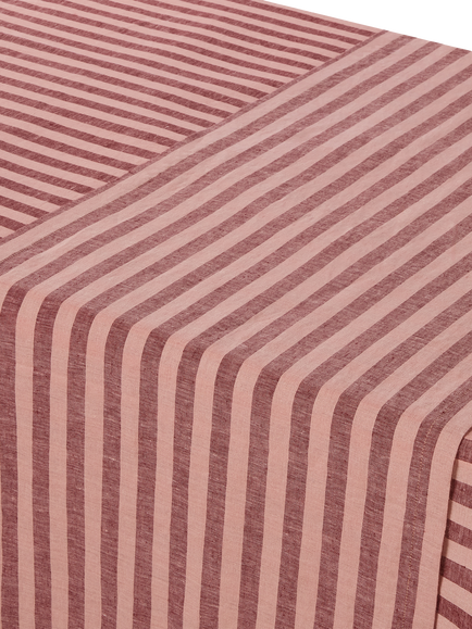 Piglet in Bed Pembroke Stripe Linen Blend Table Runner - view 2, Rhubarb/Rose