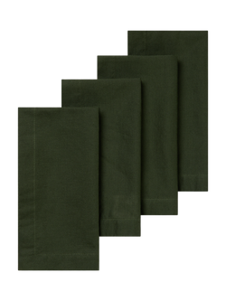 Piglet in Bed Plain Linen Blend Napkins, Pack of 4, Fern Green