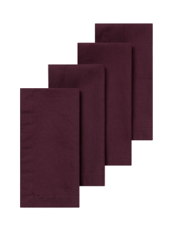 Piglet in Bed Plain Linen Blend Napkins, Pack of 4, Berry