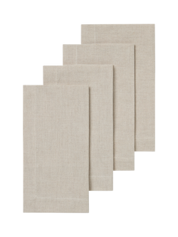 Piglet in Bed Plain Linen Blend Napkins, Pack of 4, Oatmeal