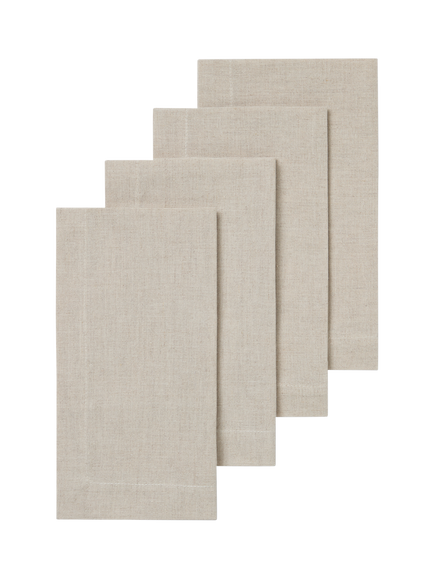 Piglet in Bed Plain Linen Blend Napkins, Pack of 4, Oatmeal