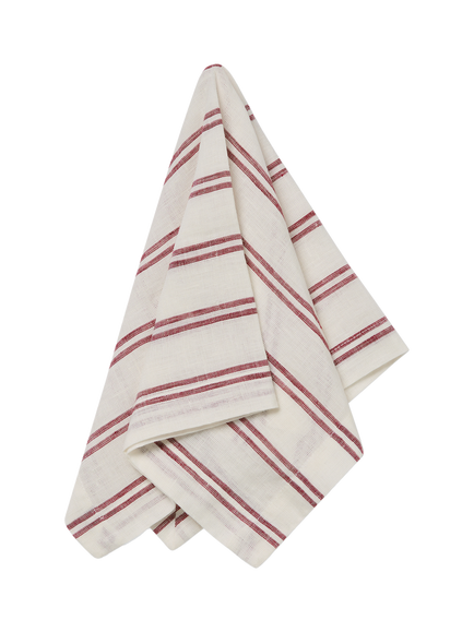 Piglet in Bed Kemptown Stripe Linen Blend Napkins, Pack of 4 - view 2, Rhubarb