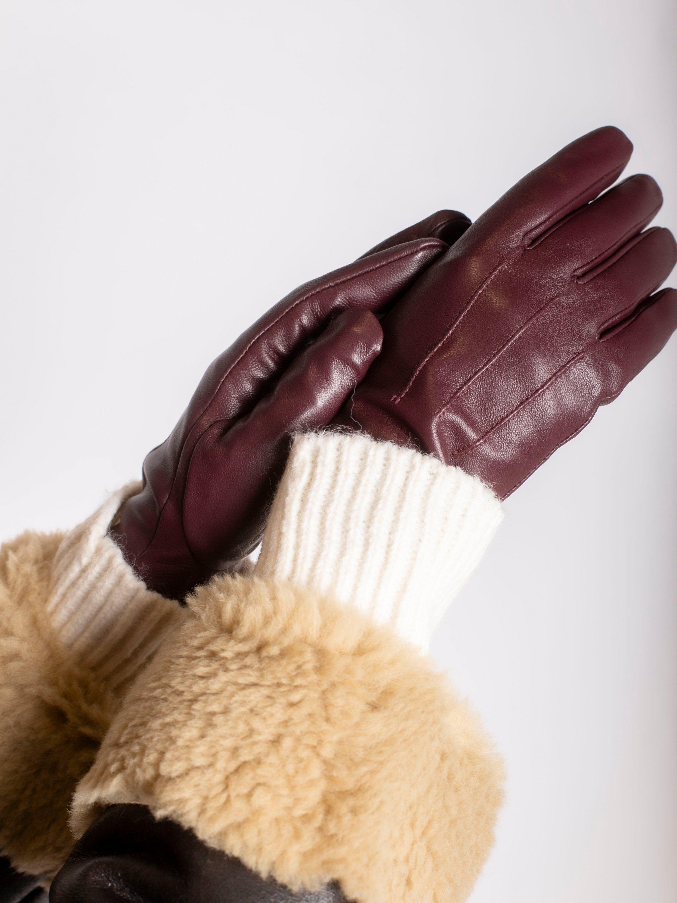 Product image 7 of 7, which shows Bloom & Bay Angela Leather Blend Gloves, Oxblood, S
