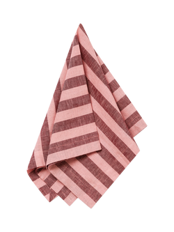 Piglet in Bed Pembroke Stripe Linen Blend Napkins, Pack of 4 - view 2, Rhubarb/Rose