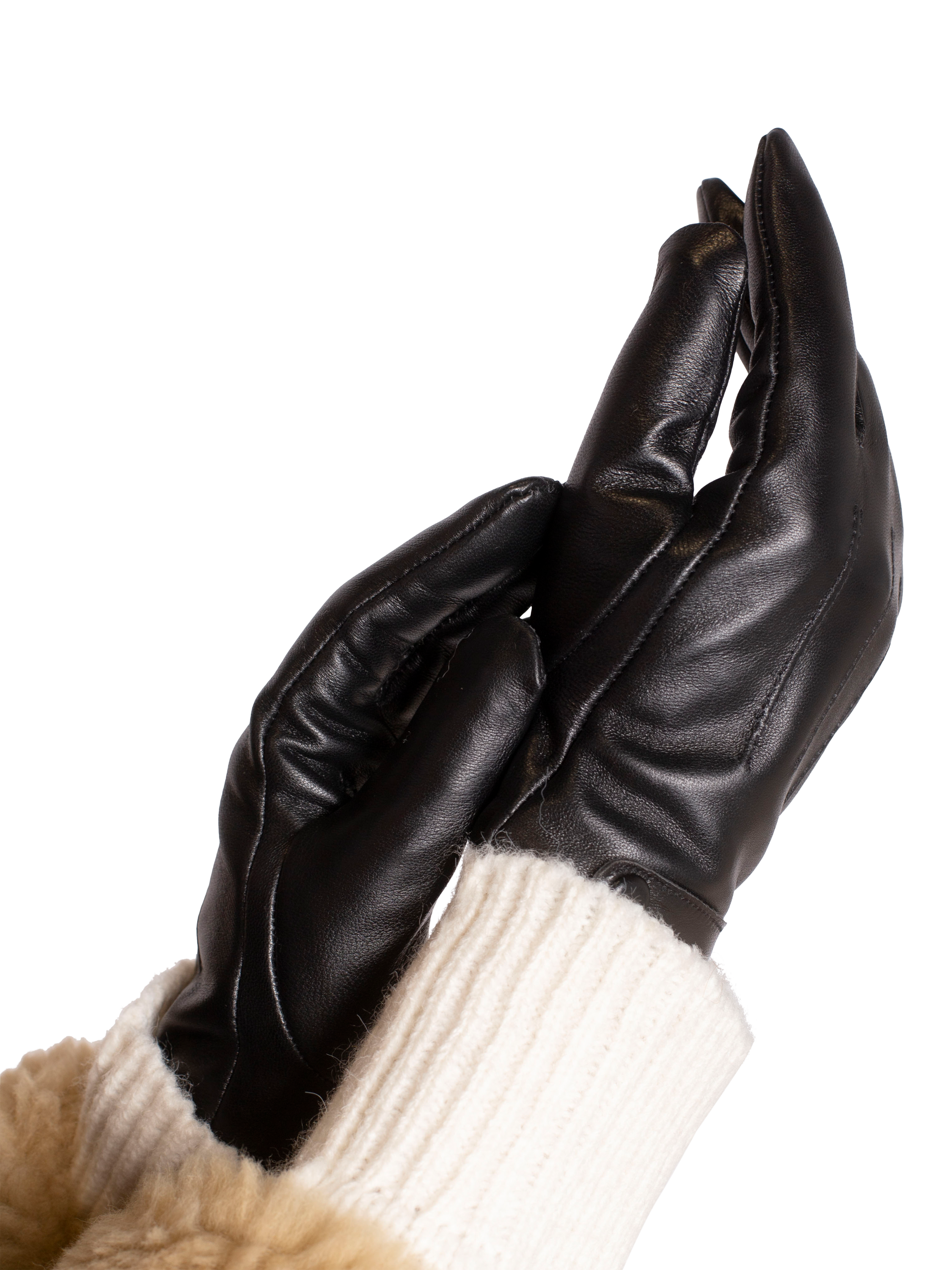 Product image 6 of 8, which shows Bloom & Bay Angela Leather Blend Gloves, Black, S