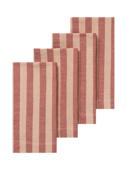 Piglet in Bed Pembroke Stripe Linen Blend Napkins, Pack of 4, Sandstone Red