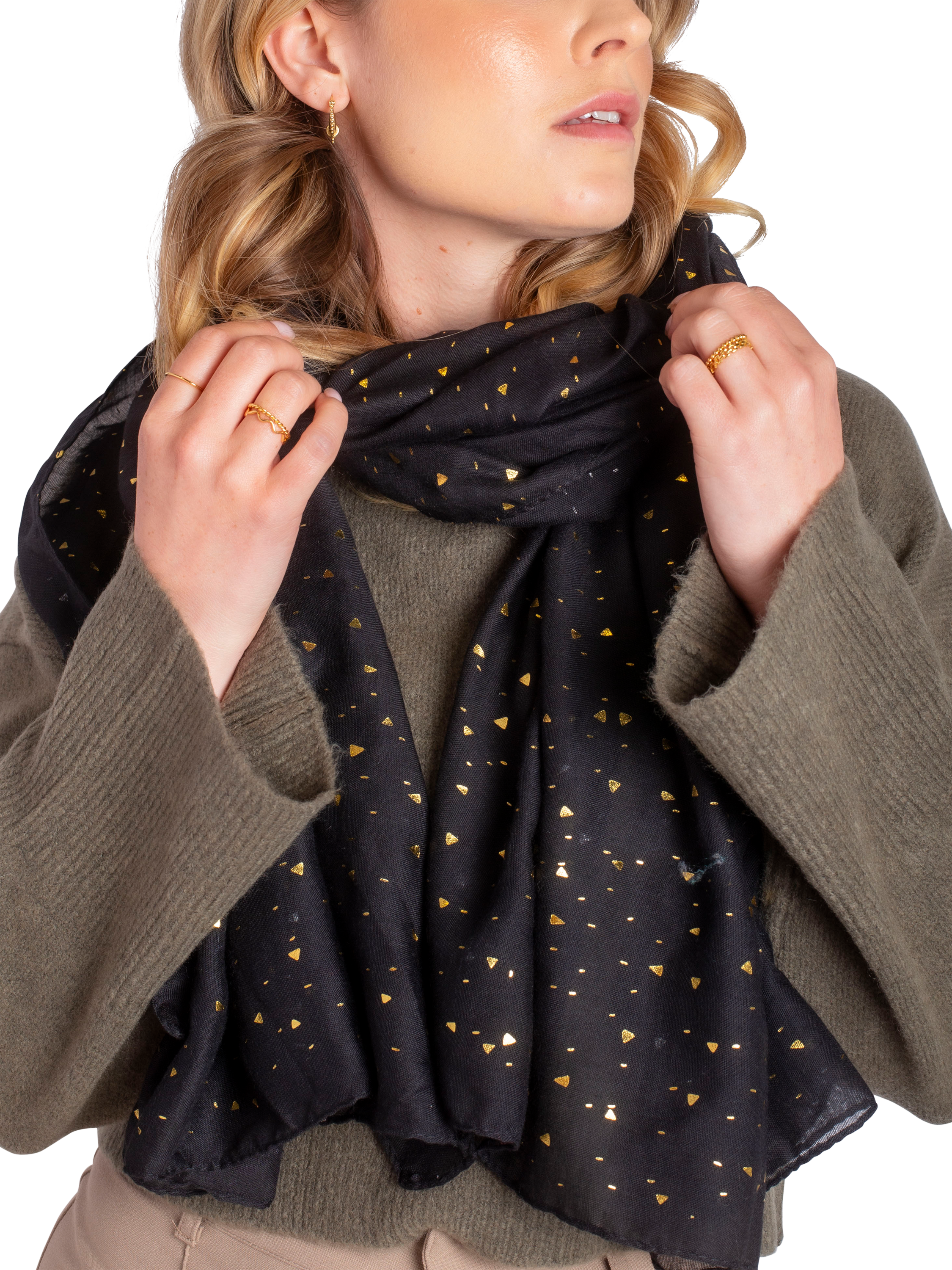 Product image 4 of 4, which shows Bloom & Bay Bermuda Graphic Scarf, Black, One Size