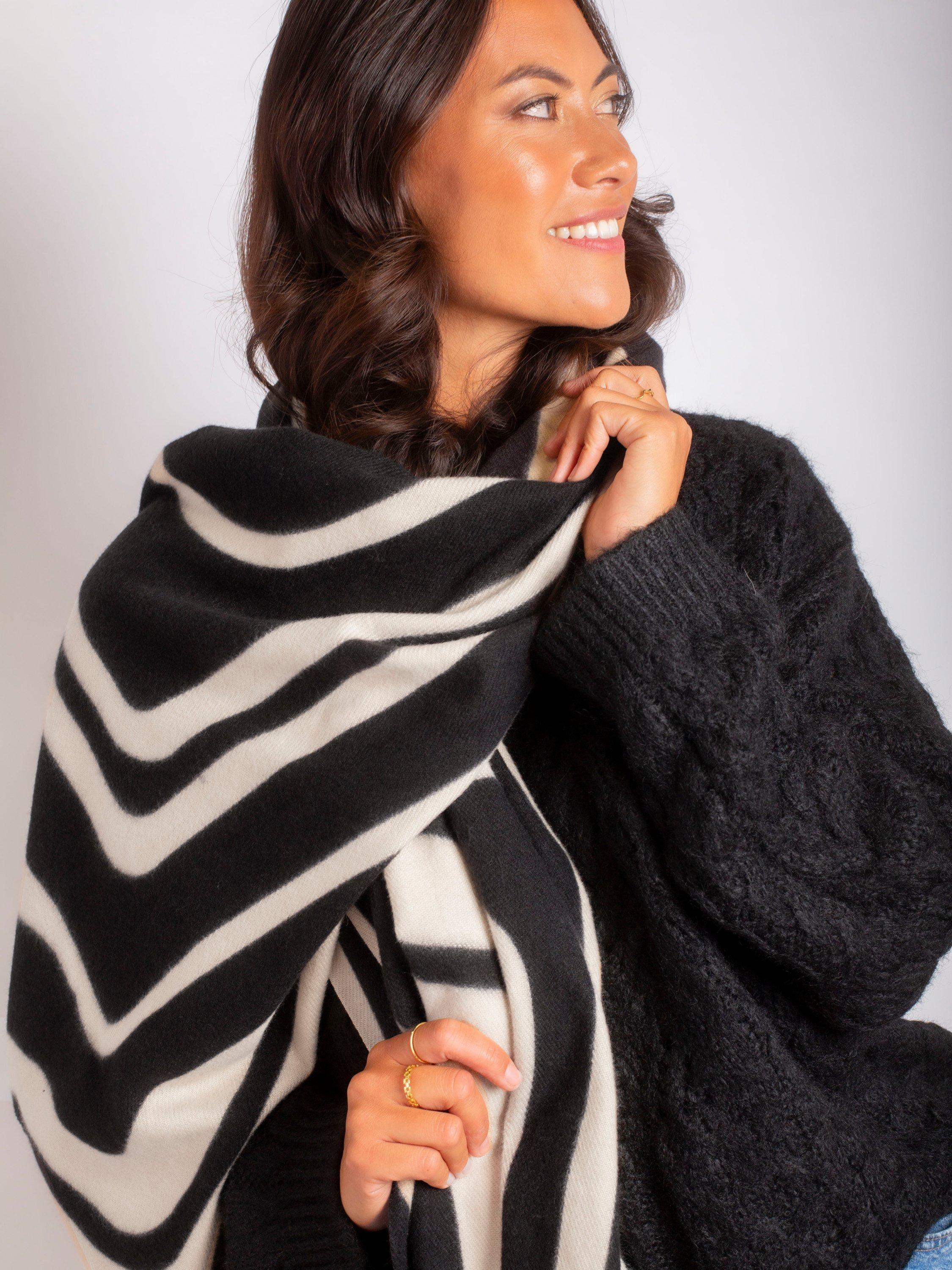 Product image 8 of 8, which shows Bloom & Bay Anya Lightweight Scarf , Monochrome, One Size