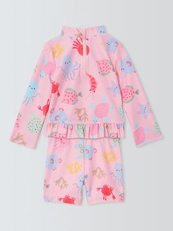 John Lewis Baby Sealife Rash Vest & Swim Shorts Set, Pink, Pink