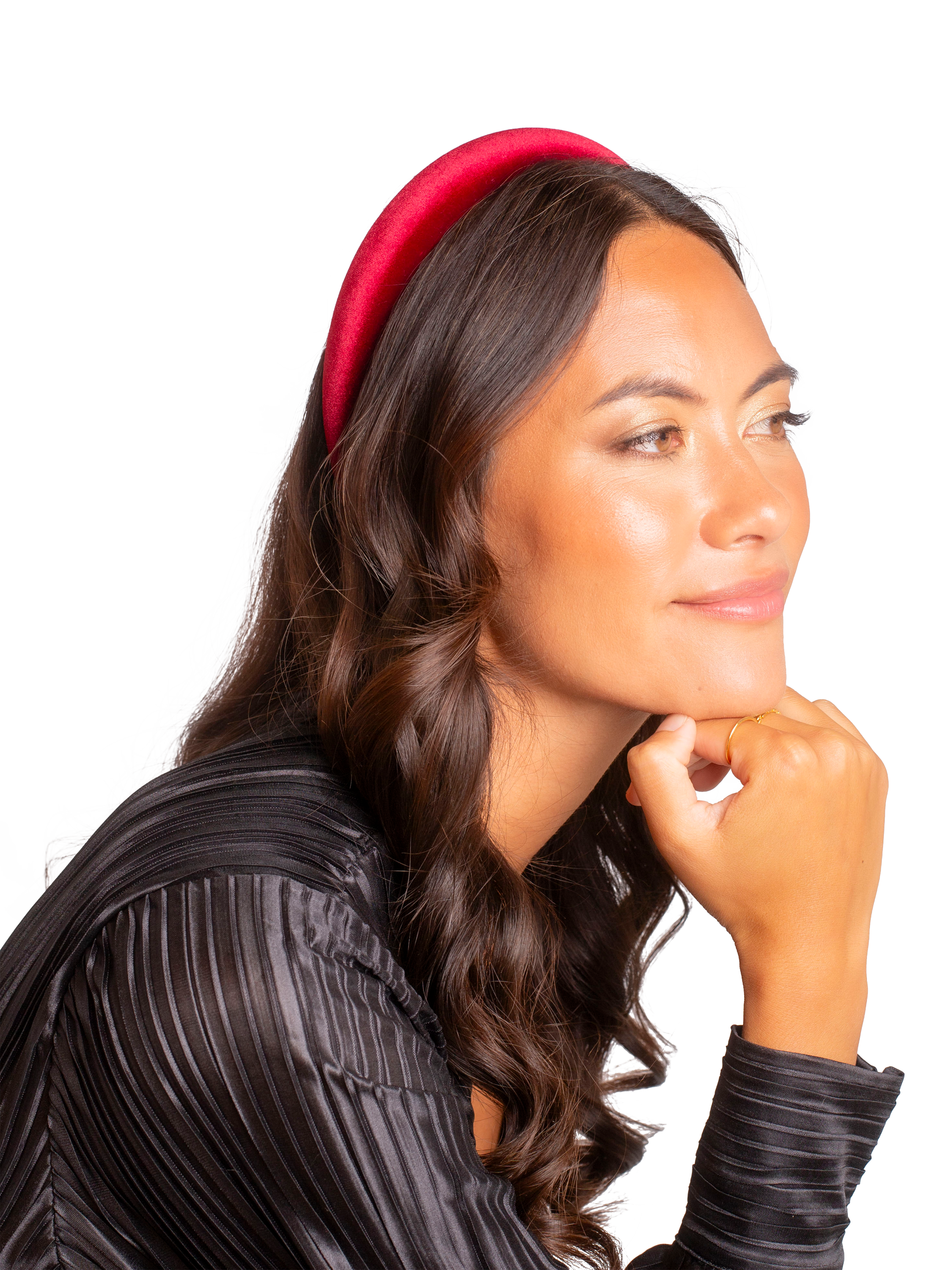 Product image 6 of 7, which shows Bloom & Bay Antonia Velvet Headband, Red, One Size