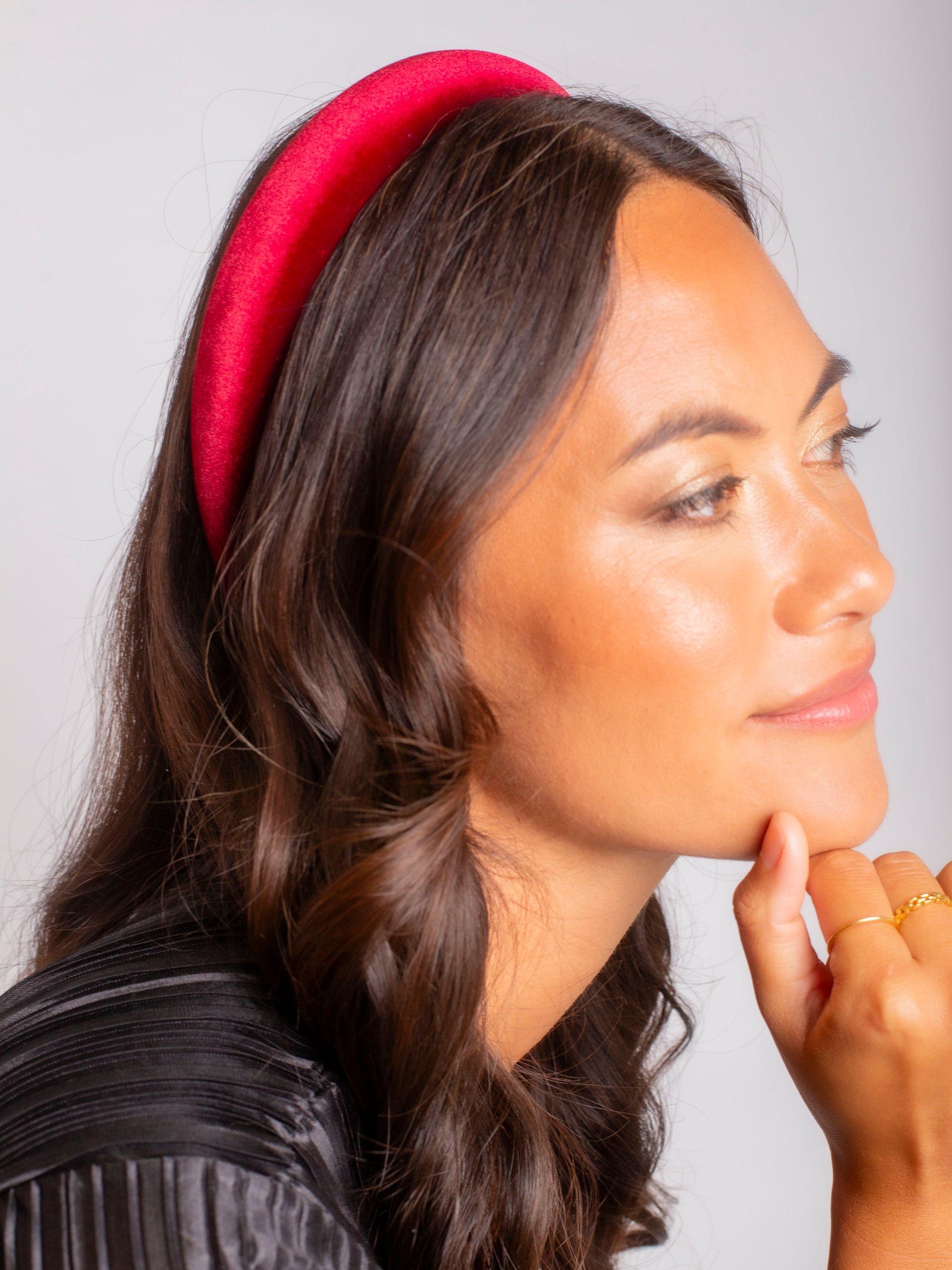 Product image 7 of 7, which shows Bloom & Bay Antonia Velvet Headband, Red, One Size