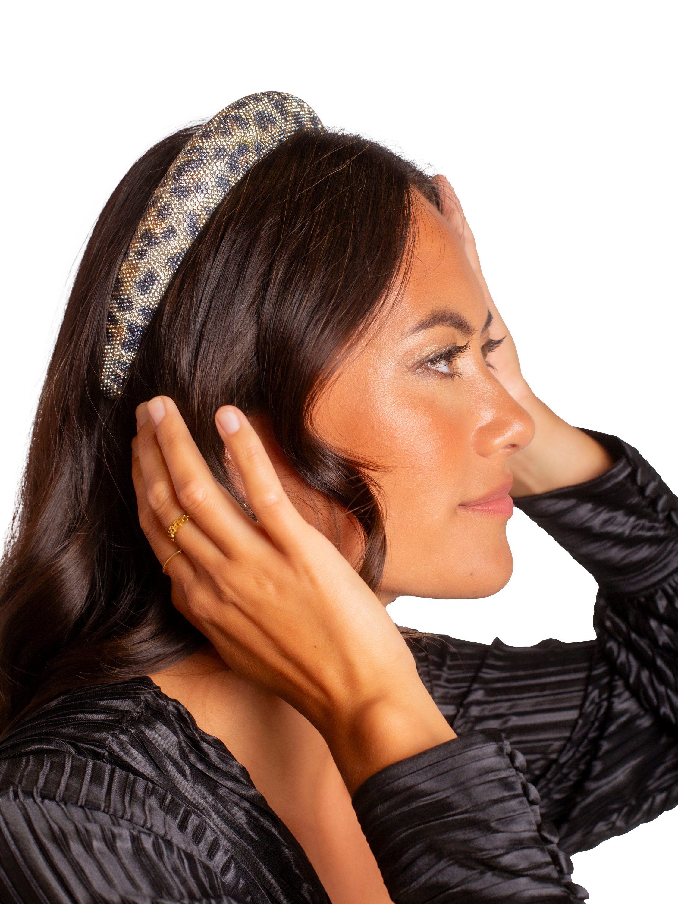 Product image 6 of 6, which shows Bloom & Bay Ayanna Embellished Headband, Gold, One Size