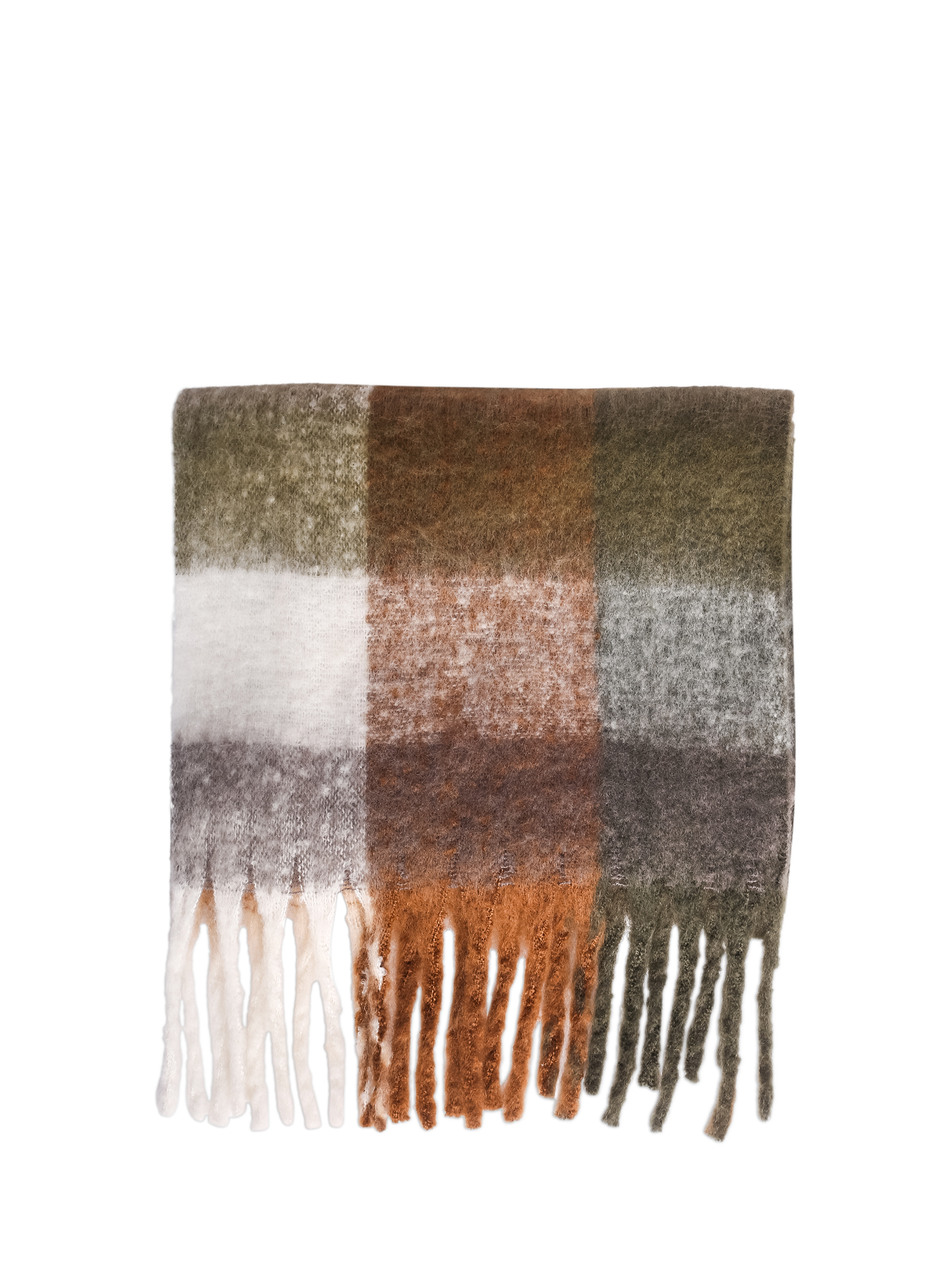 Product image 1 of 7, which shows Bloom & Bay Colette Check Scarf, Khaki, One Size