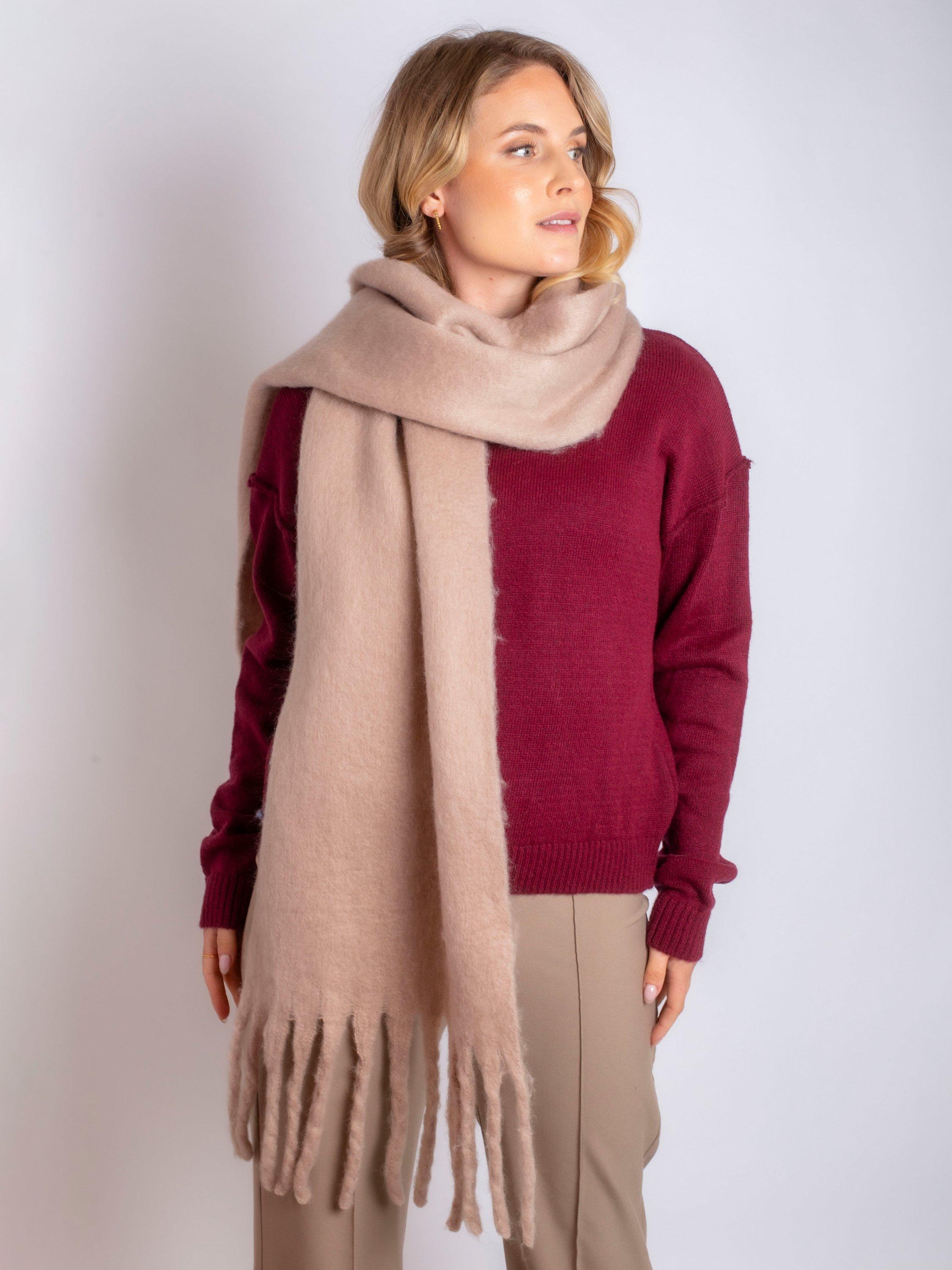 Product image 7 of 7, which shows Bloom & Bay Cala Fringed Scarf, Taupe, One Size