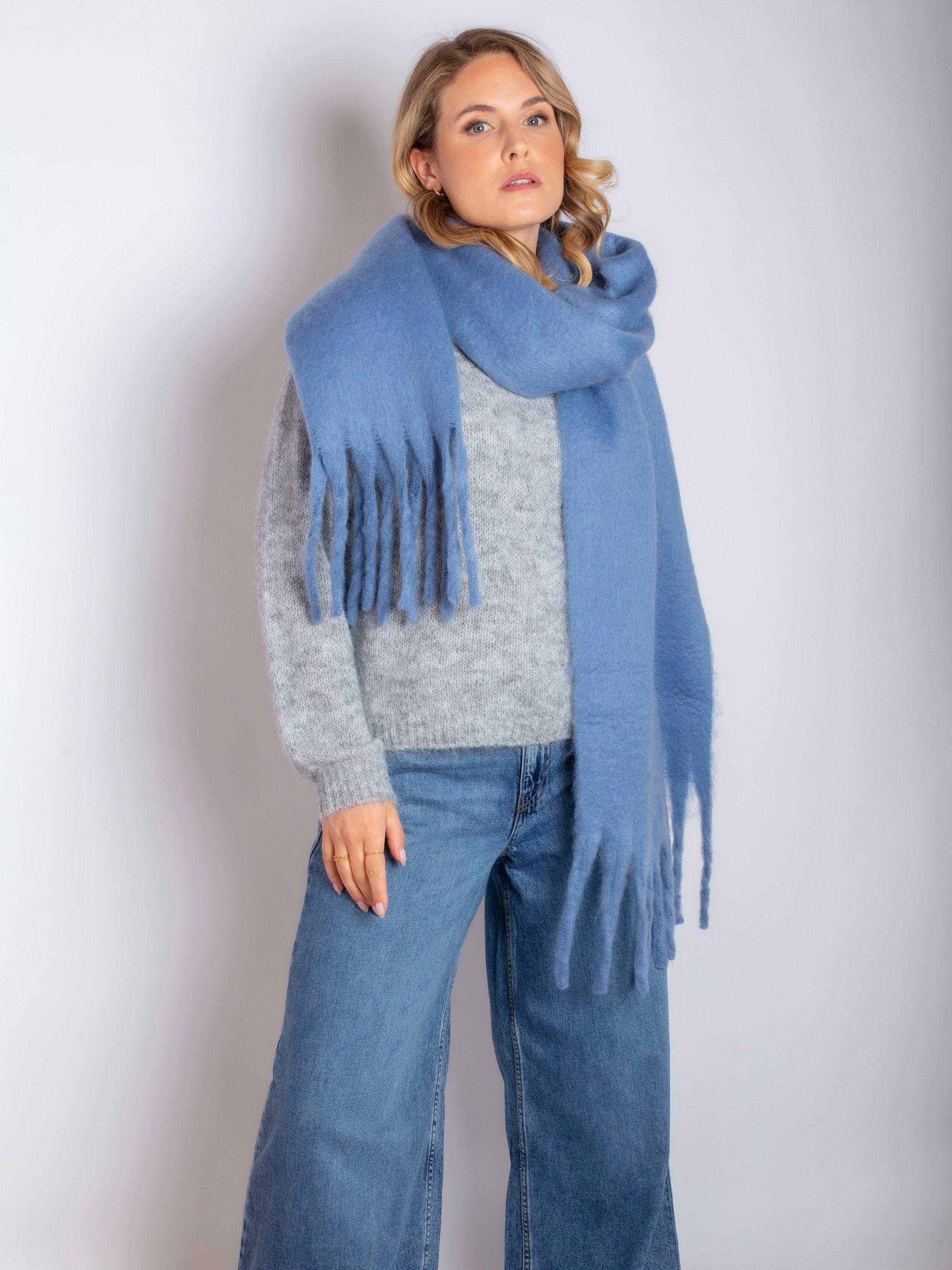 Product image 7 of 7, which shows Bloom & Bay Cala Fringed Scarf, Blue, One Size