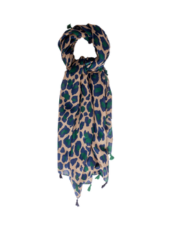 Bloom & Bay Cal Leopard Print Scarf, Teal, Teal