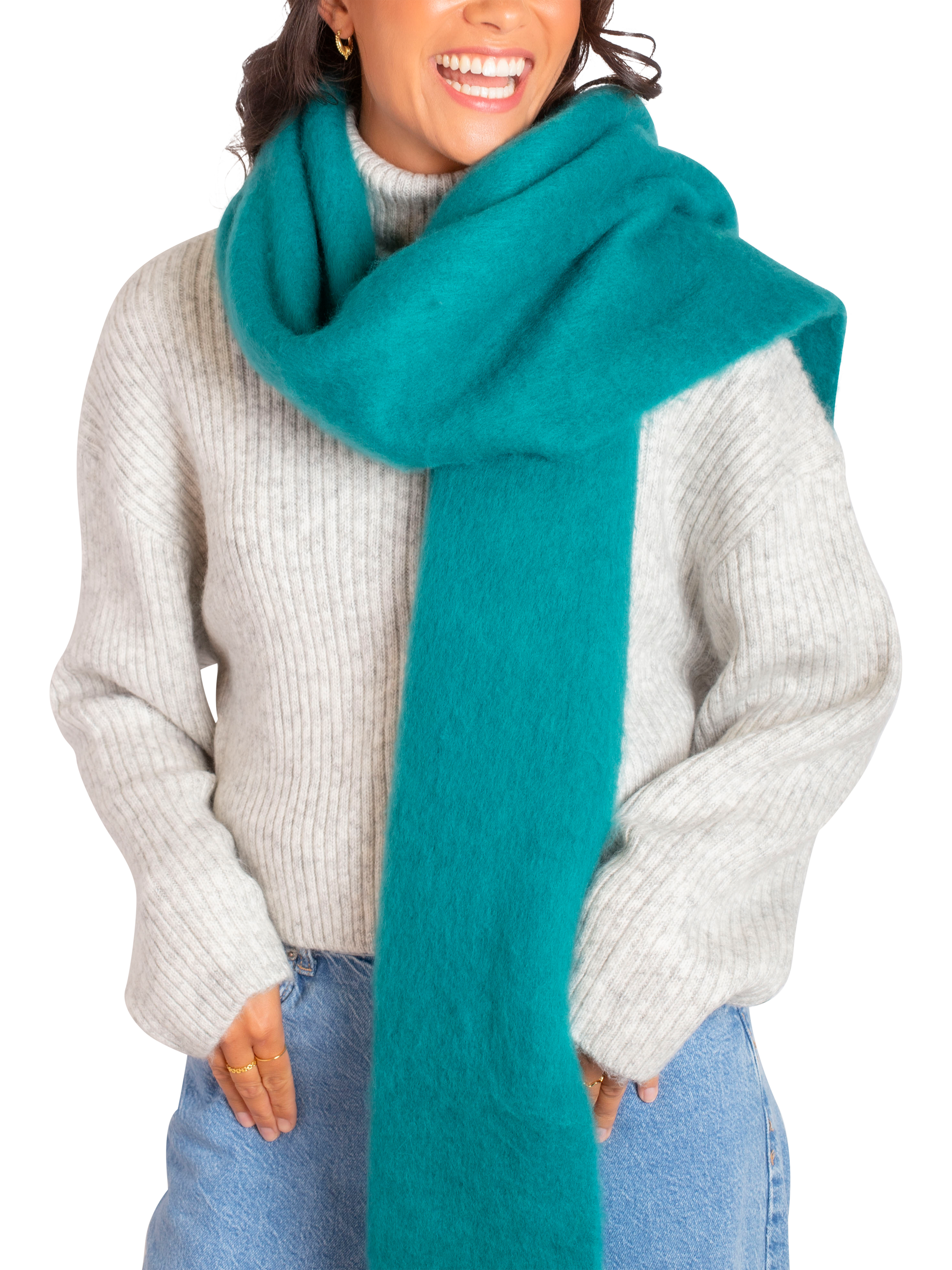 Product image 5 of 7, which shows Bloom & Bay Cala Fringed Scarf, Teal, One Size