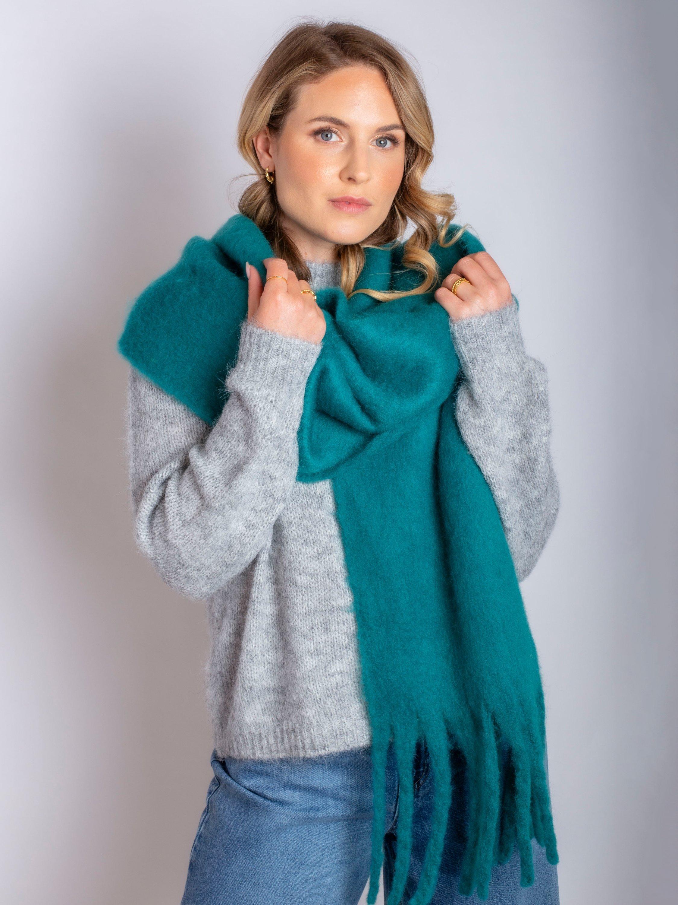 Product image 7 of 7, which shows Bloom & Bay Cala Fringed Scarf, Teal, One Size