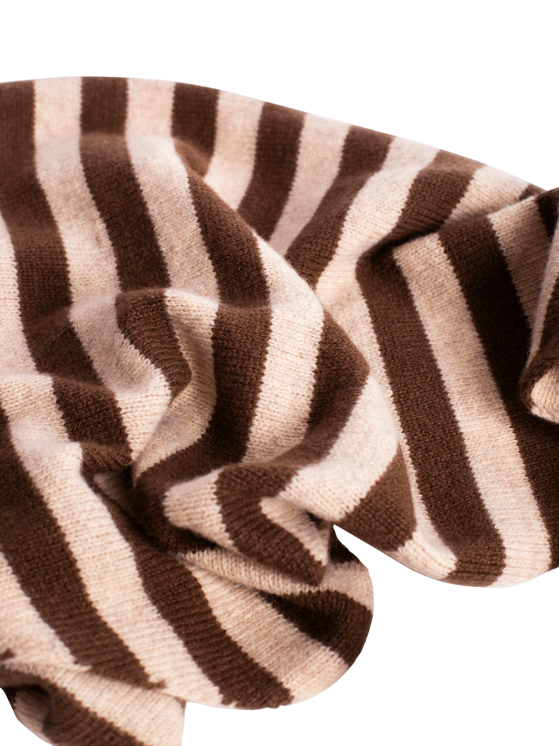 Product image 2 of 6, which shows Bloom & Bay Rue Stripe Pure Wool Neck Scarf, Brown, One Size