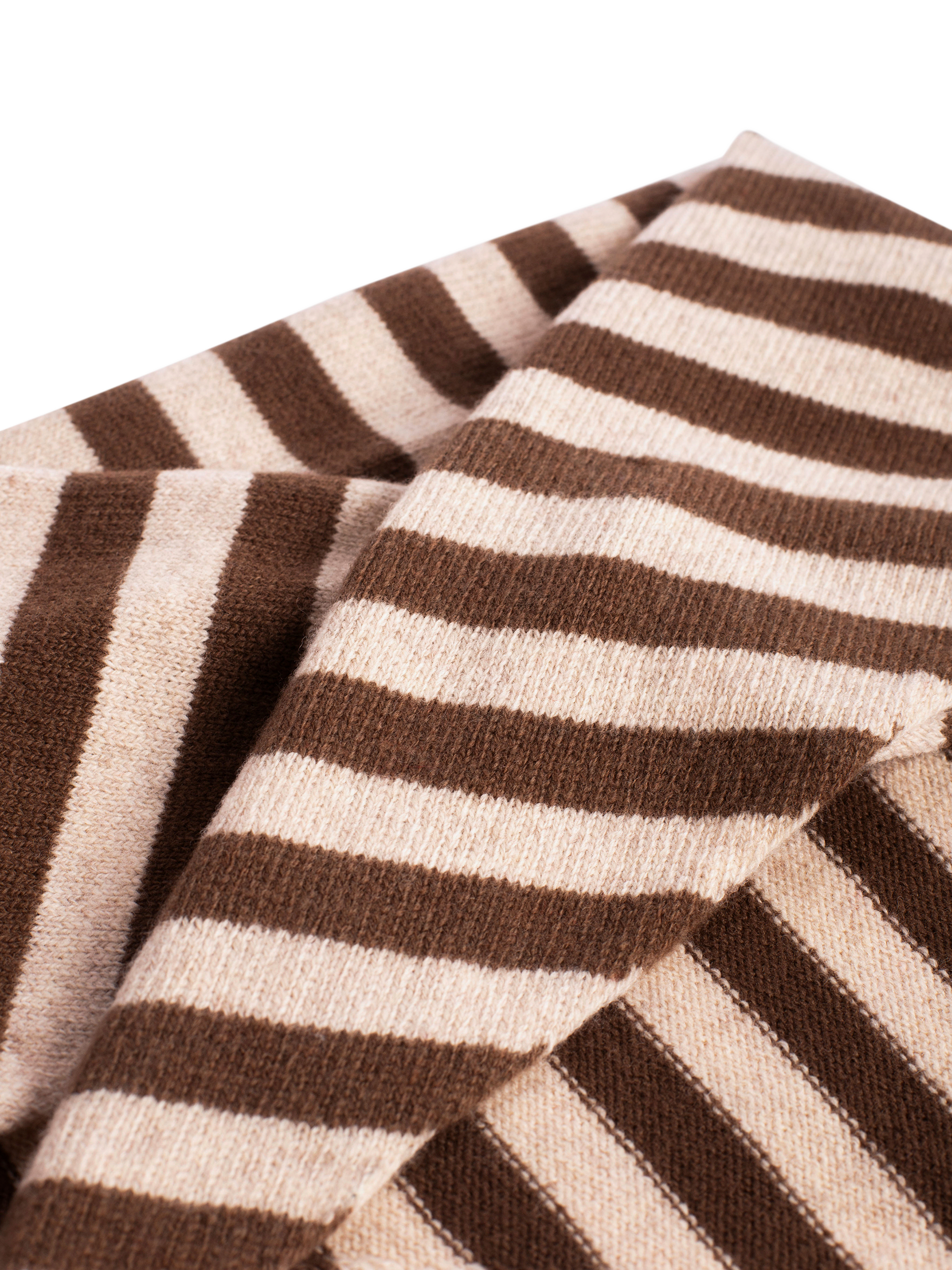 Product image 3 of 6, which shows Bloom & Bay Rue Stripe Pure Wool Neck Scarf, Brown, One Size