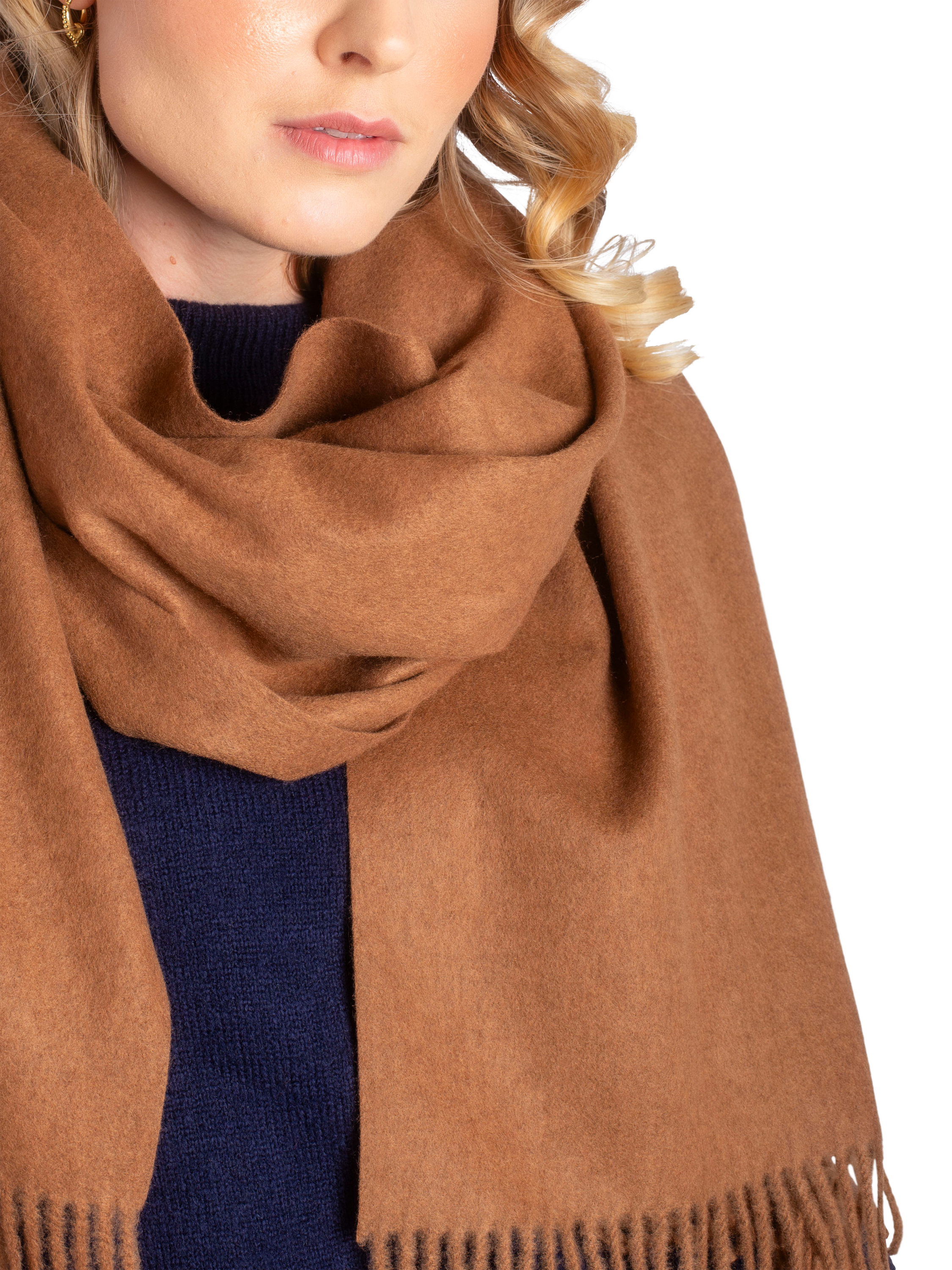 Product image 4 of 4, which shows Bloom & Bay Willow Fringed Scarf, Brown, One Size
