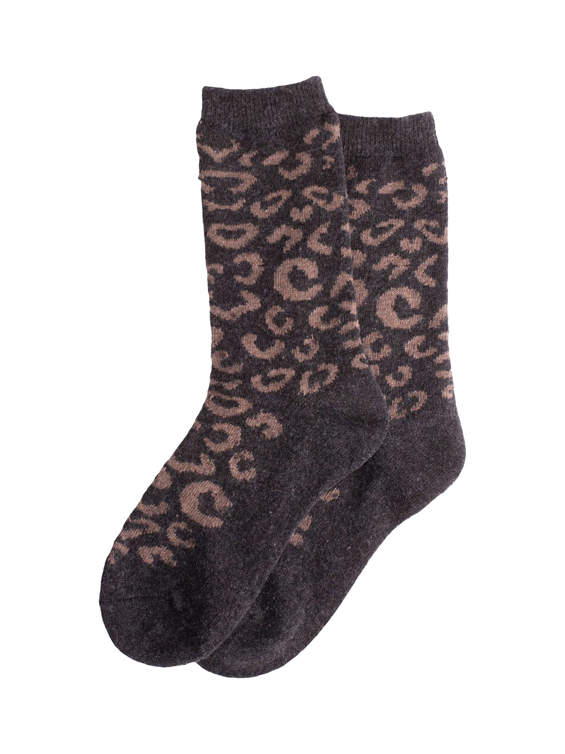 Product image 2 of 5, which shows Bloom & Bay Coco Leopard Print Socks, Pack of 2, Beige, One Size