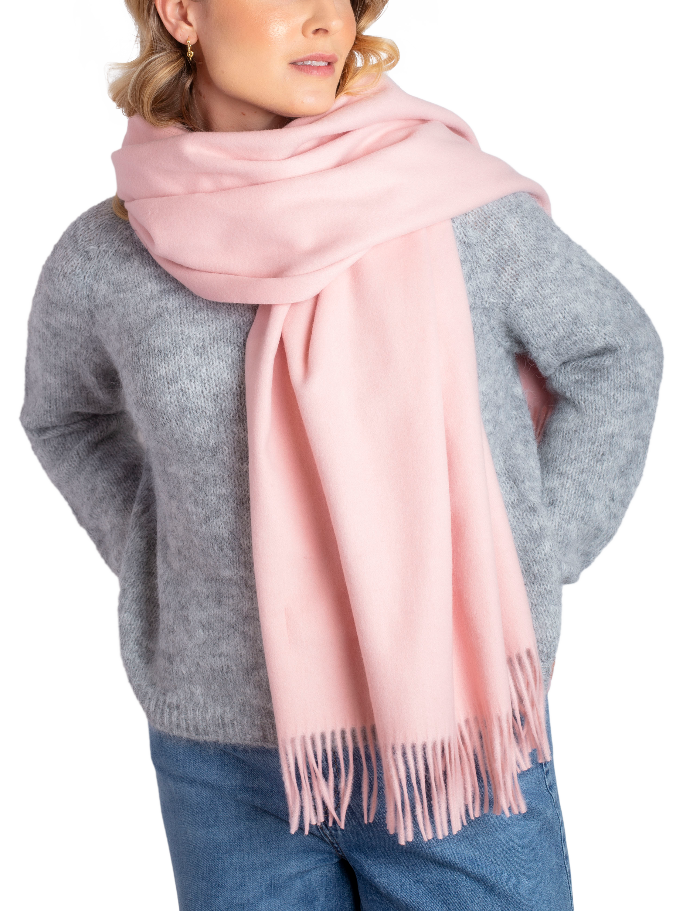 Product image 5 of 6, which shows Bloom & Bay Willow Fringed Scarf, Pink, One Size