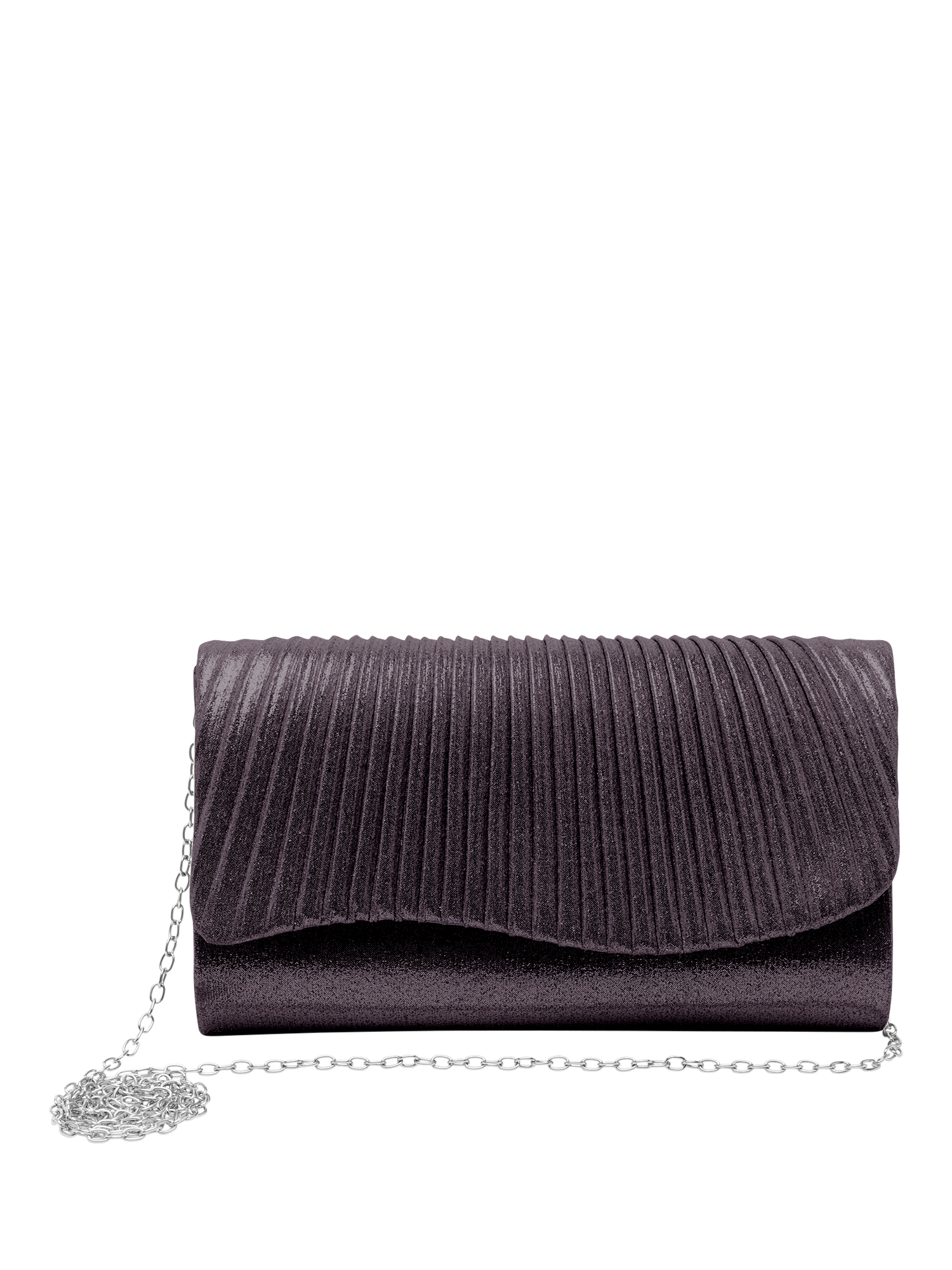 Product image 2 of 6, which shows Bloom & Bay Lorelei Metallic Clutch Bag, Black, One Size